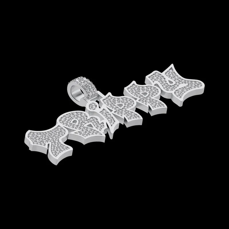 Custom Graffiti Font Letter Pendant in White Gold -20mm