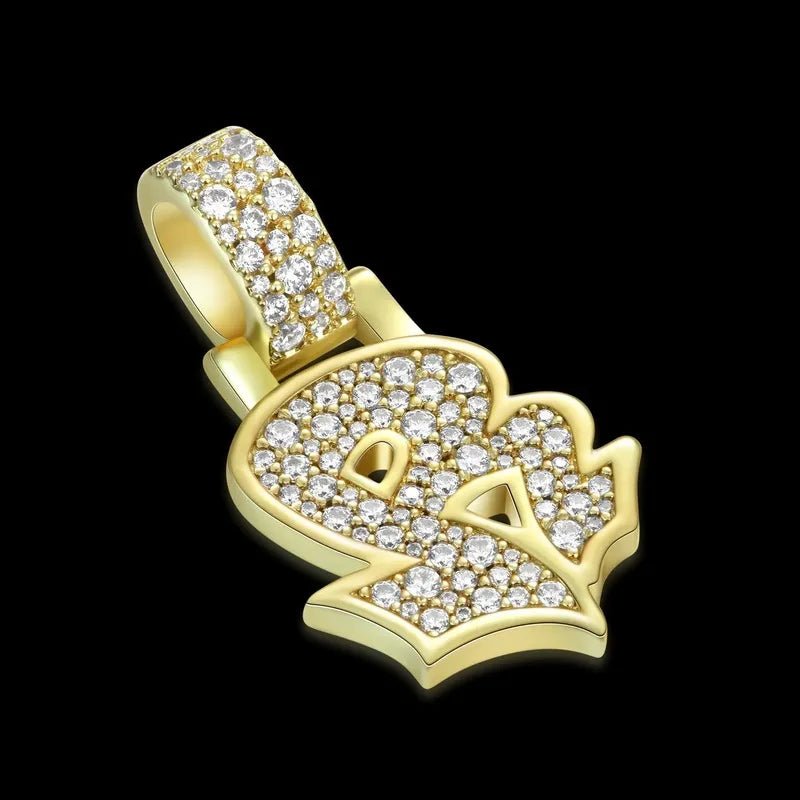 Custom Graffiti Font Letter Pendant in Yellow Gold -20mm - TONGSHOP