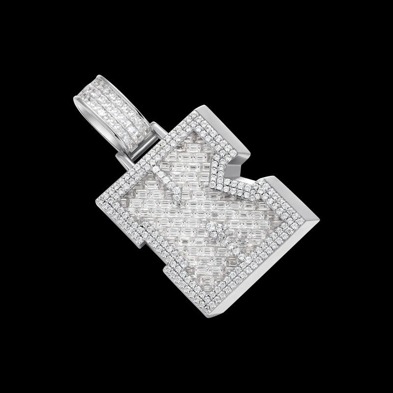 Custom Invisible SettingLetter Pendant in White Gold
