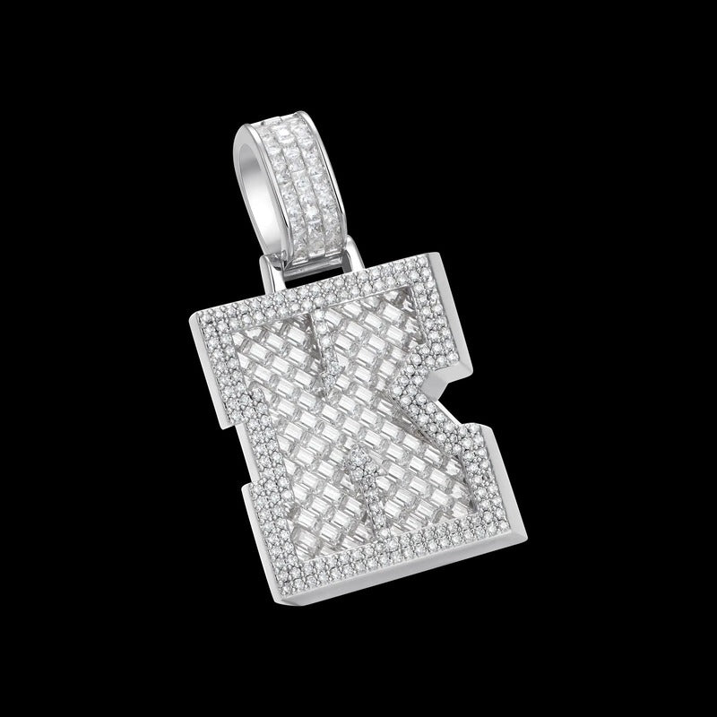 Custom Invisible SettingLetter Pendant in White Gold