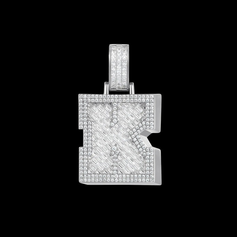 Custom Invisible SettingLetter Pendant in White Gold