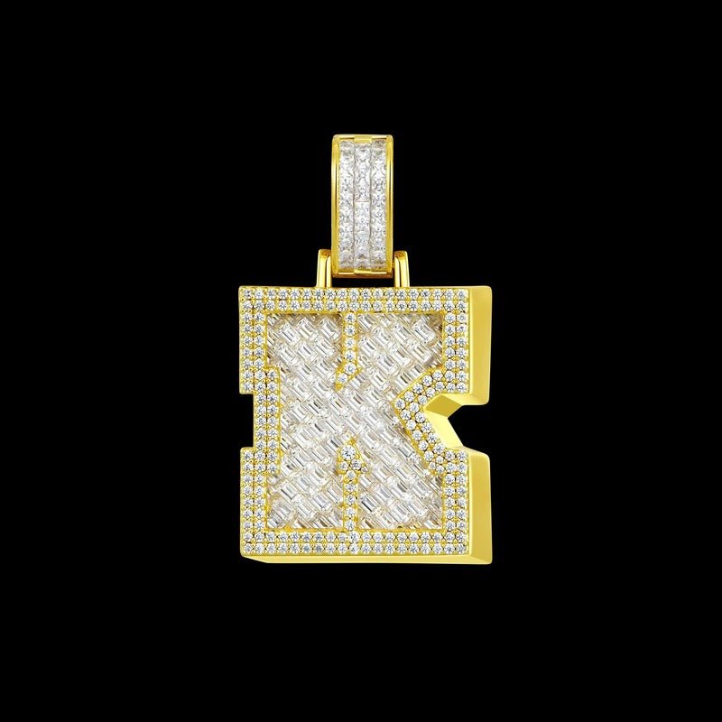 Custom Invisible SettingLetter Pendant in Yellow Gold - TONGSHOP / Color:White Gold / Length:16 / Length:18