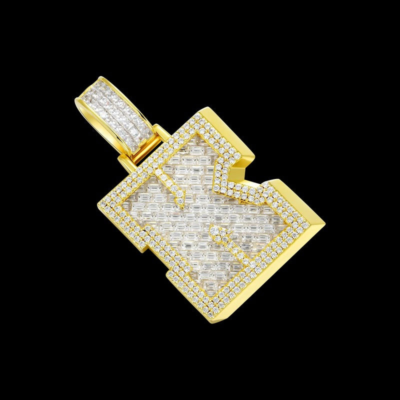 Custom Invisible SettingLetter Pendant in Yellow Gold