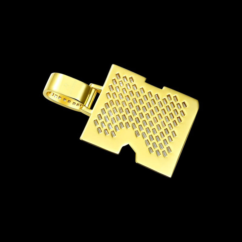 Custom Invisible SettingLetter Pendant in Yellow Gold