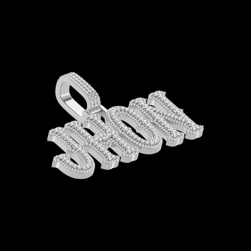 Custom Moissanite Bosox Font/Number Rose Gold Name Pendant