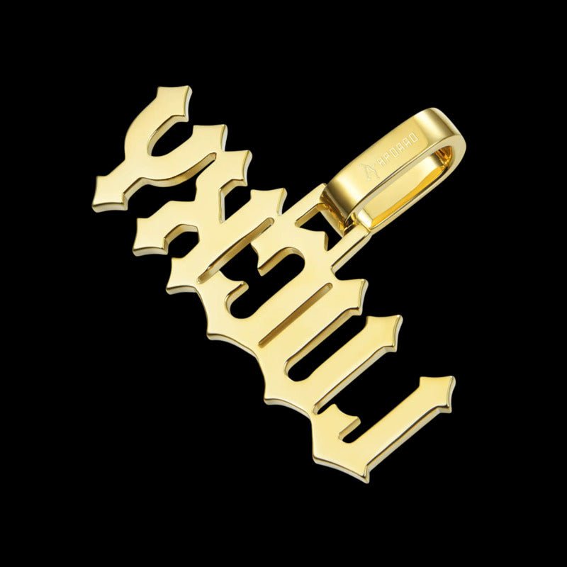 Custom Moissanite Gothic Font LettersNumbers Gold Name Pendant - TONGSHOP / Length:16 / Length:18