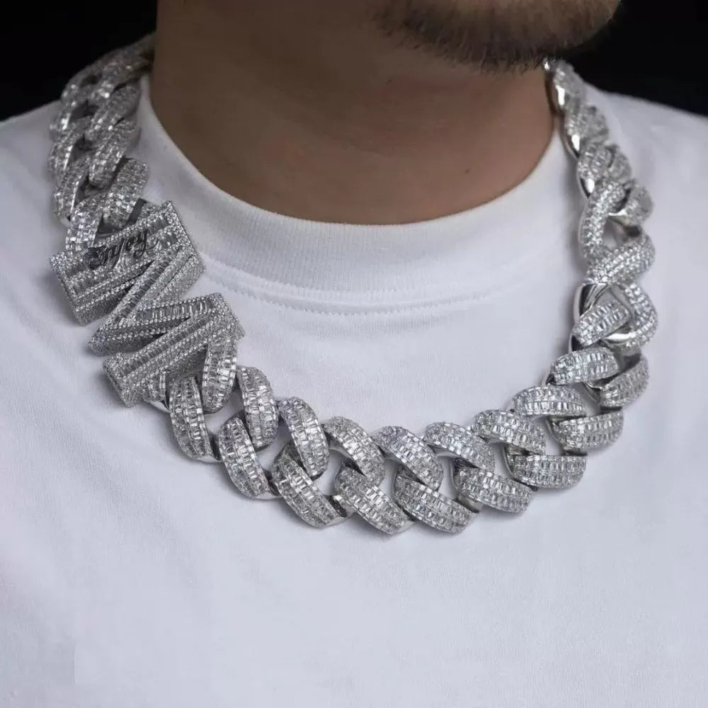 Custom Single-Letter Iced-Out Miami Cuban Chain – 30mm