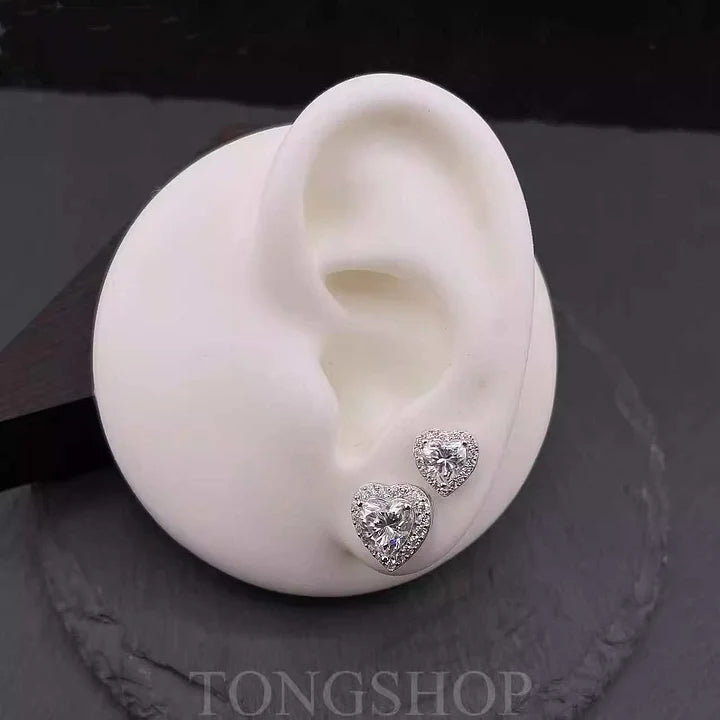 S925 Moissanite Korformaj Rokaj Dolĉaj Orelringoj Amo
