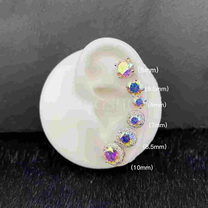 S925 Bunta Moissanite Laser Stud Orelringoj VVS