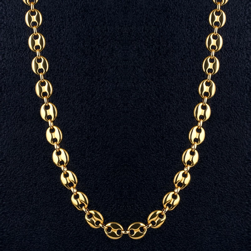 7mm 22" Neoksidebla ŝtalo Kafo-Grano Ĉeno en Oro