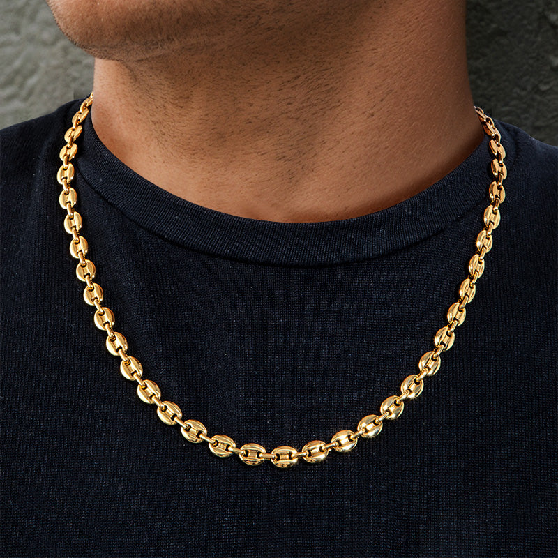 7mm 22" Neoksidebla ŝtalo Kafo-Grano Ĉeno en Oro