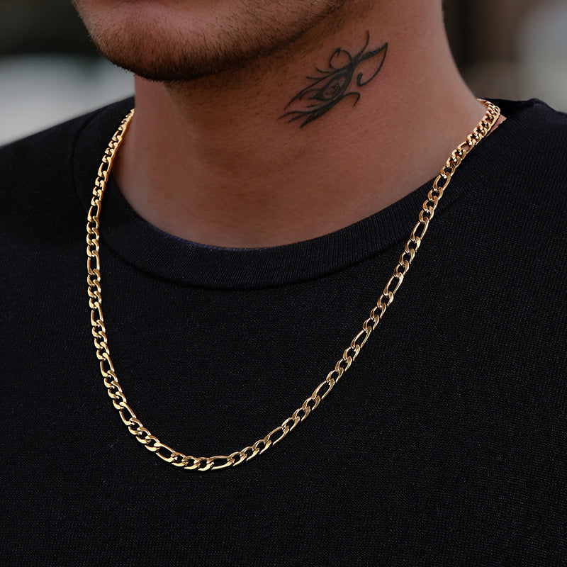 5mm Stainless Steel Figaro Chain in Gold