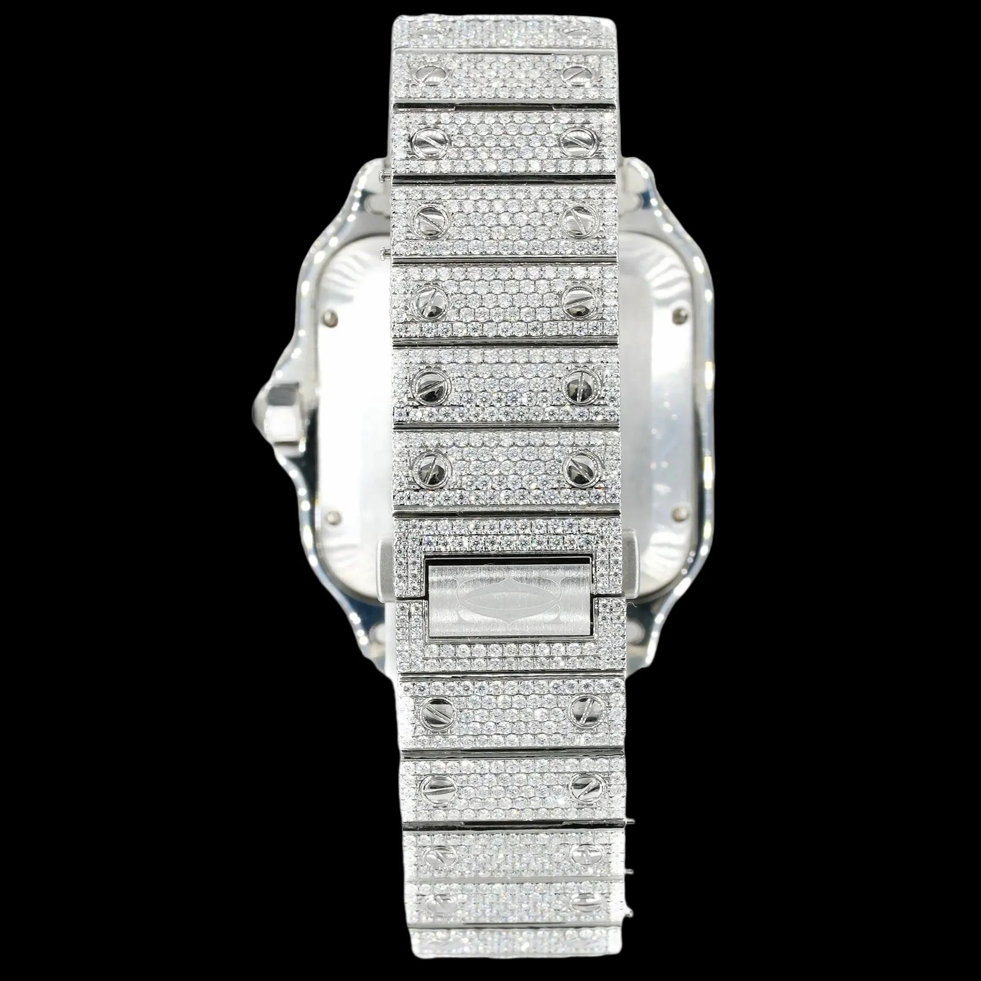 40MM Fully Iced Out Square Watch In White Gold