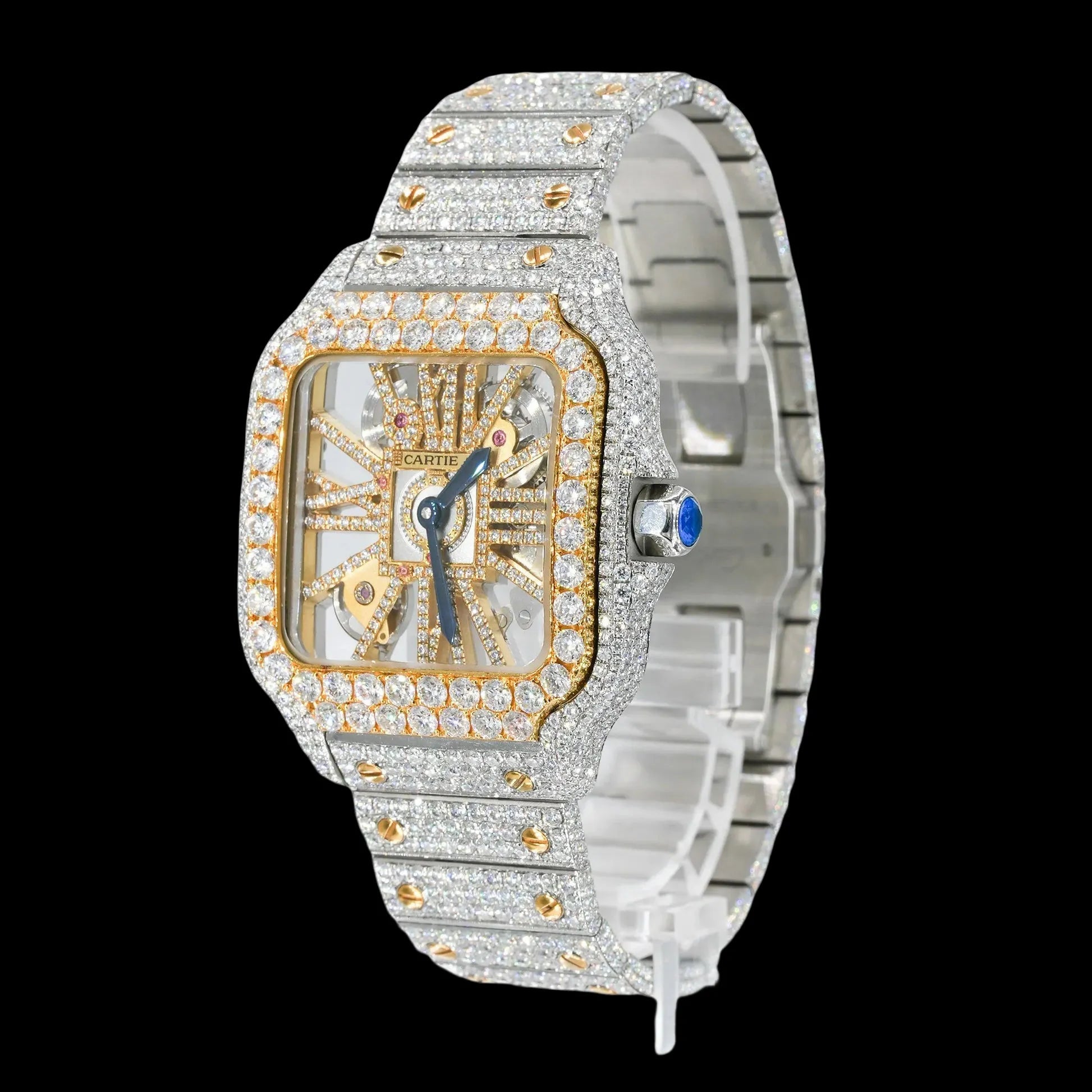 42mm Full Iced Square Skeleton White Gold Two-Tone Era®316 Watch - TONGSHOP