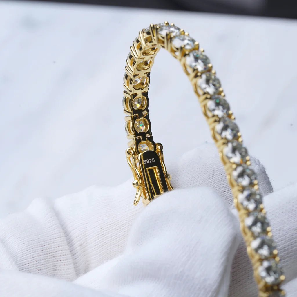 4MM 925S & VVS Moissanite Tennis Bracelet 18K Gold - TONGSHOP