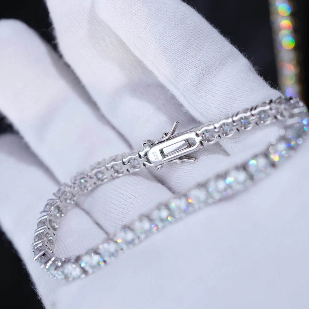 4MM 925S & VVS Moissanite Tennis Bracelet White Gold - TONGSHOP