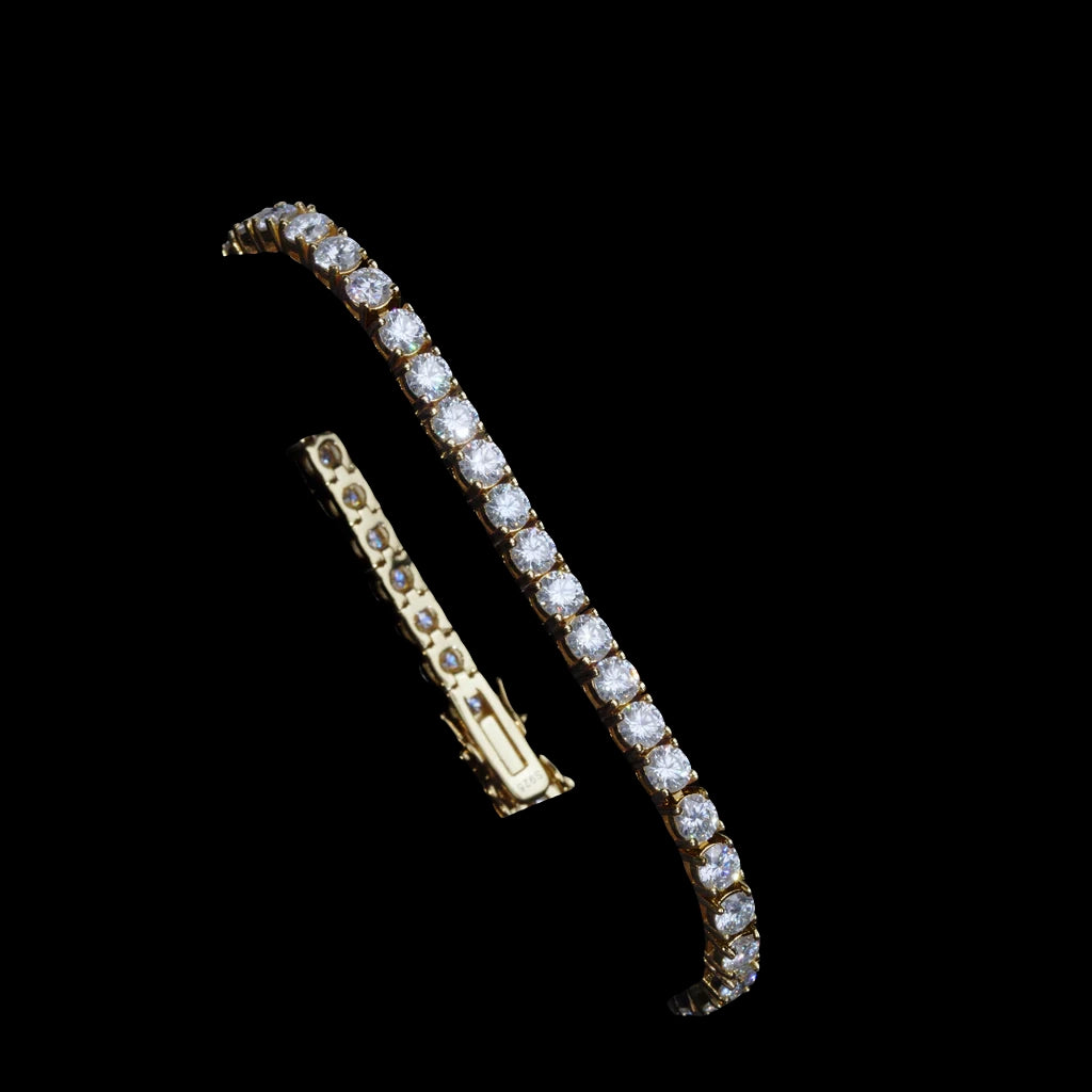 4MM 925S & VVS Moissanite Tennis Bracelet 18K Gold