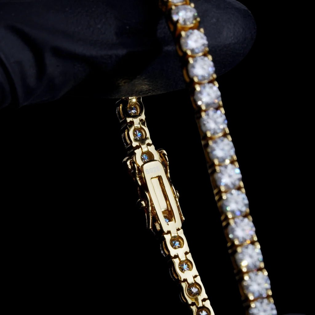 4MM 925S & VVS Moissanite Tennis Bracelet 18K Gold - TONGSHOP