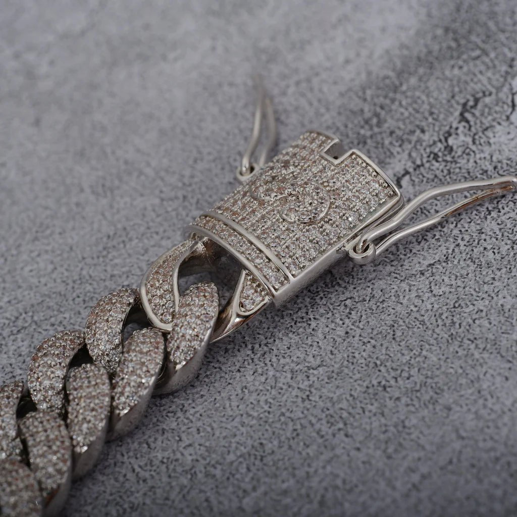 12MM 18K White Gold - Plated Cuban Link Bracelet - TONGSHOP / Cubans / guuprem