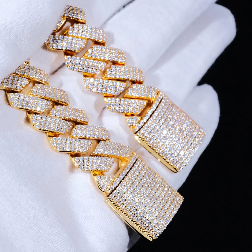 Diamond Prong Cuban Bracelet in 18k Gold - 19mm - TONGSHOP / instagram / recommend