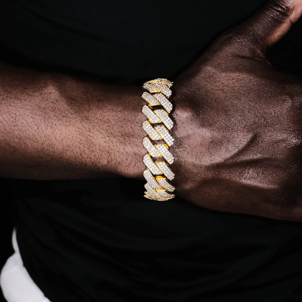 Diamond Prong Cuban Bracelet in 18k Gold - 19mm - TONGSHOP / instagram / recommend