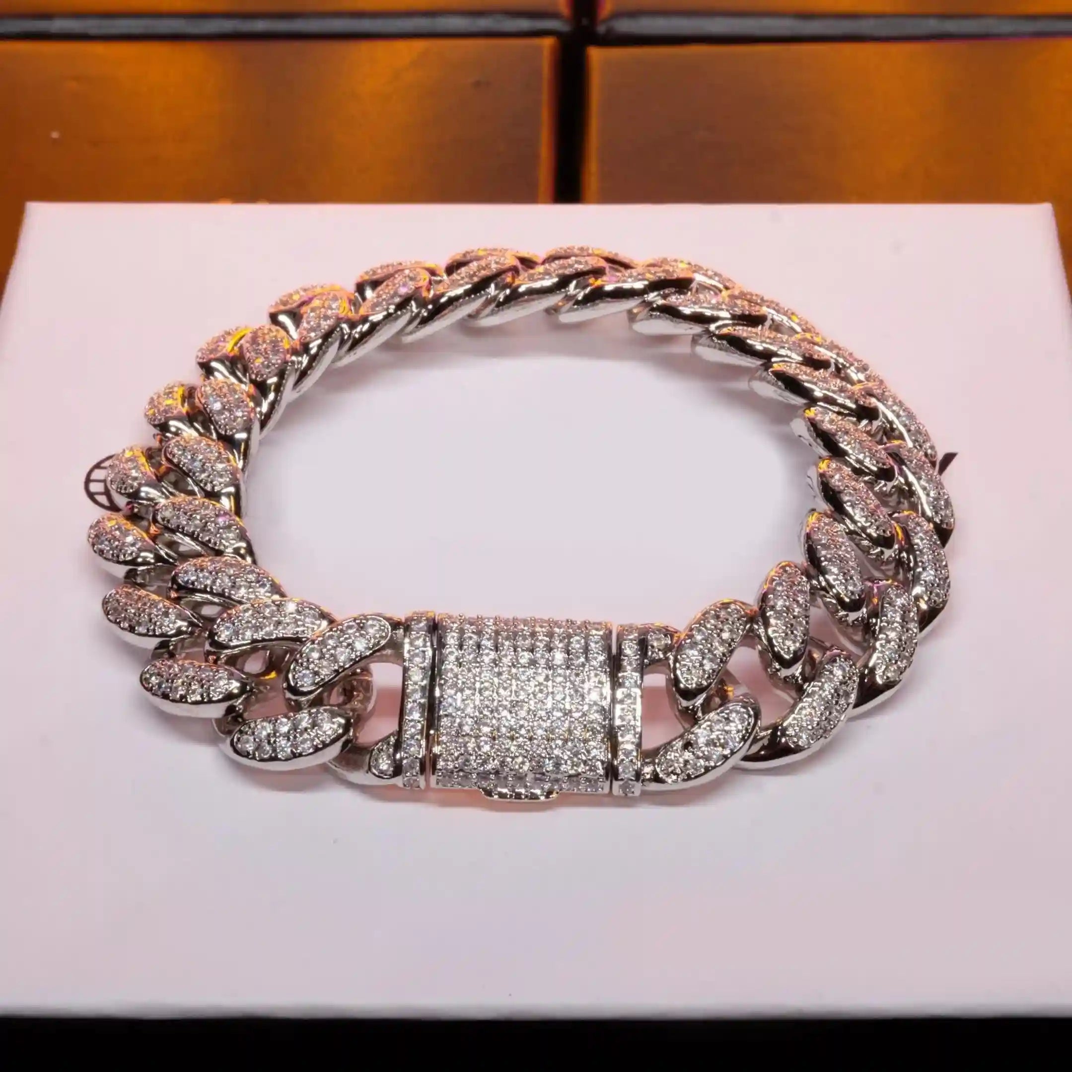 Classic Miami Cuban Link Bracelet in White Gold - 13mm - TONGSHOP / Cubans / ice