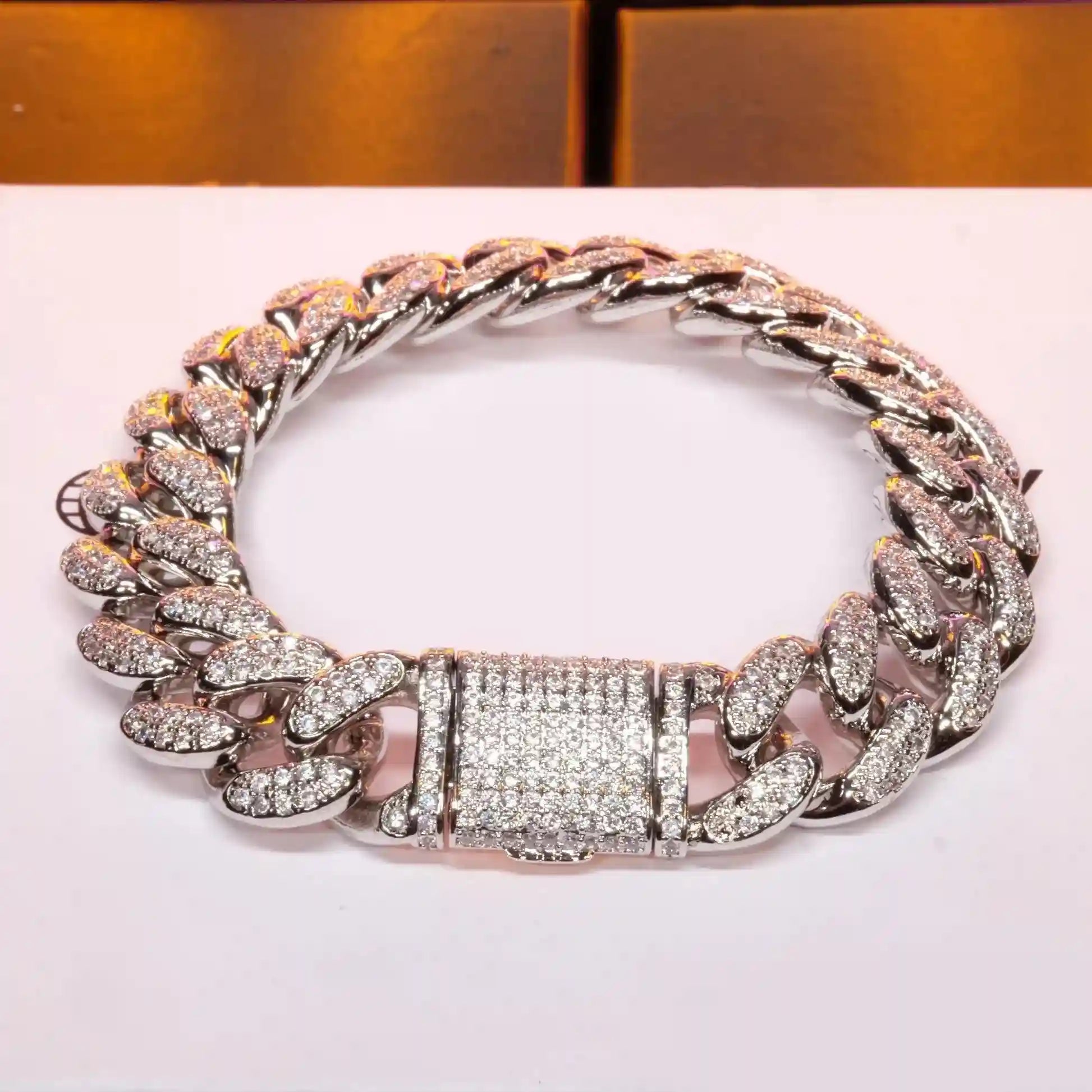 Classic Miami Cuban Link Bracelet in White Gold - 13mm - TONGSHOP / Cubans / ice