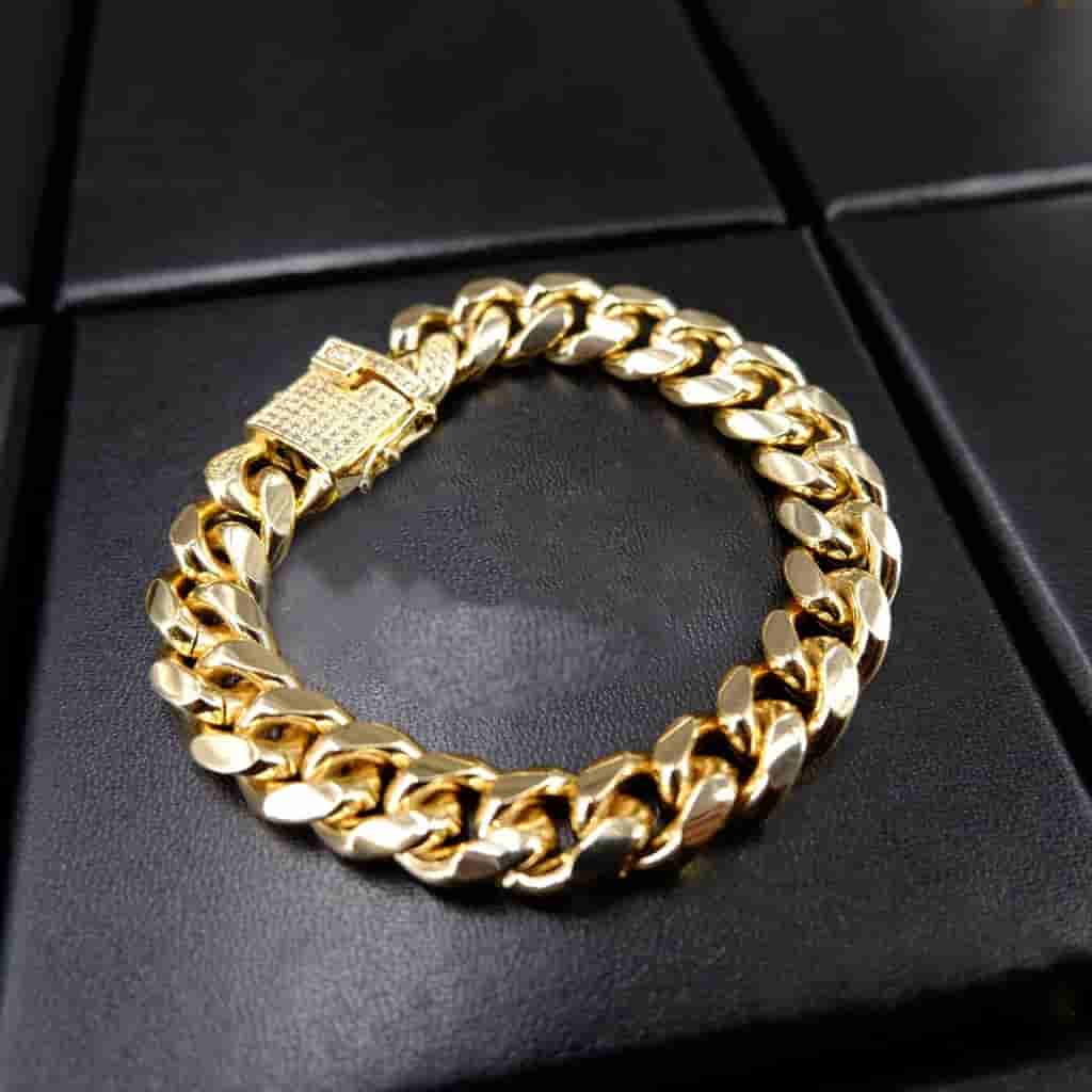 Iced Lock Cuban Link Bracelet - TONGSHOP / gold / Iced Lock Cuban Link Bracelet