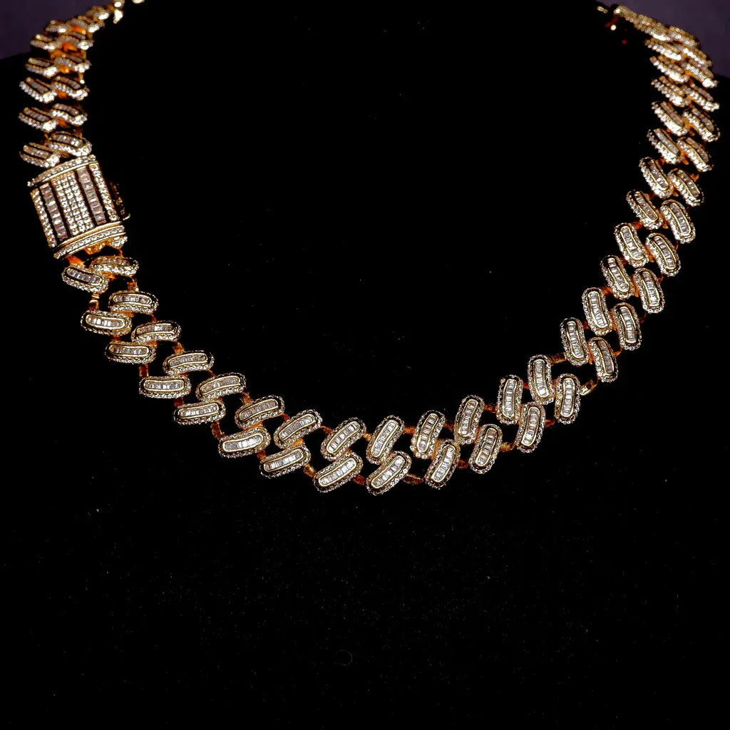15MM 18K BLANKA/ORO PLAKITA BLINGBLING BANGETO GLACIITA KUBA ĈENO