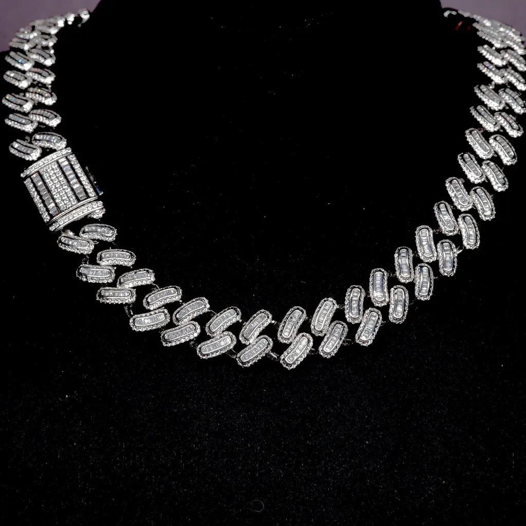15MM 18K BLANKA/ORO PLAKITA BLINGBLING BANGETO GLACIITA KUBA ĈENO