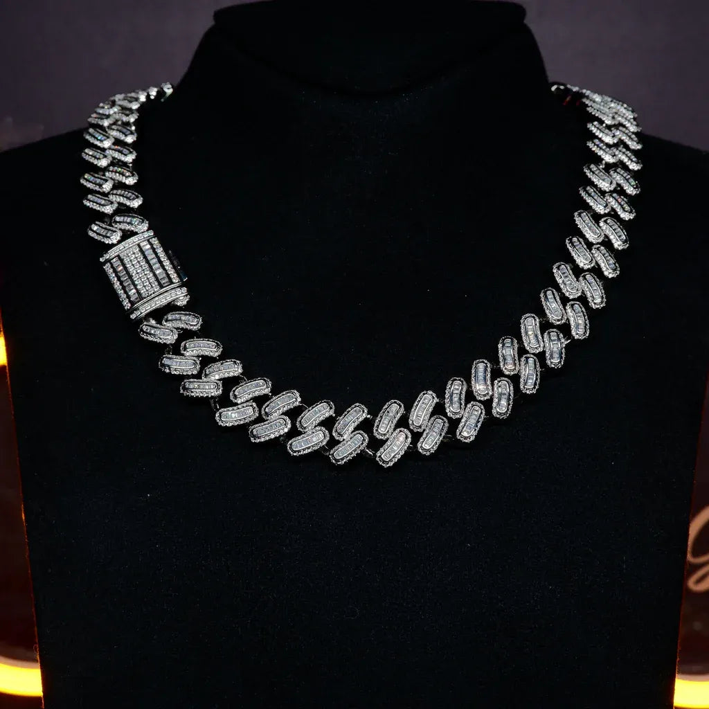 15MM 18K BLANKA/ORO PLAKITA BLINGBLING BANGETO GLACIITA KUBA ĈENO