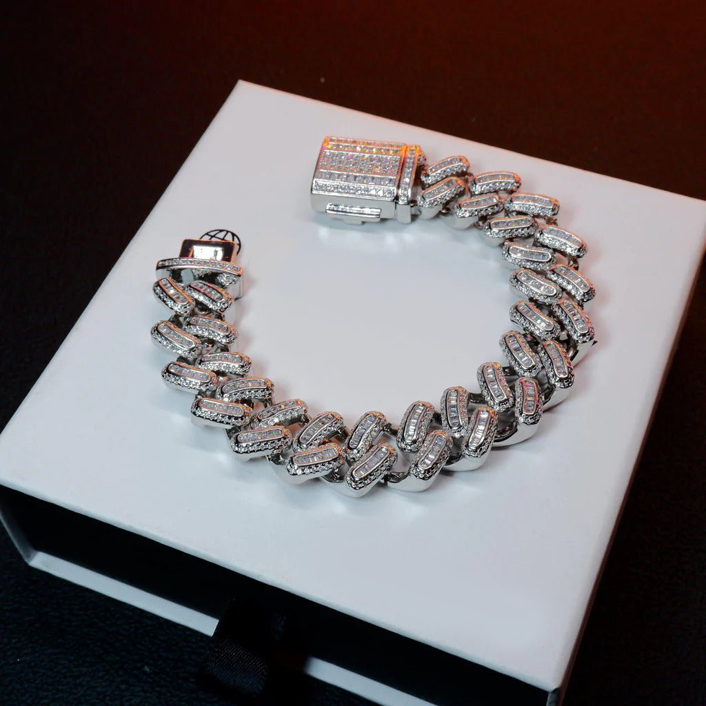 15MM 18K Gold-Plated Baguette Iced Bracelet