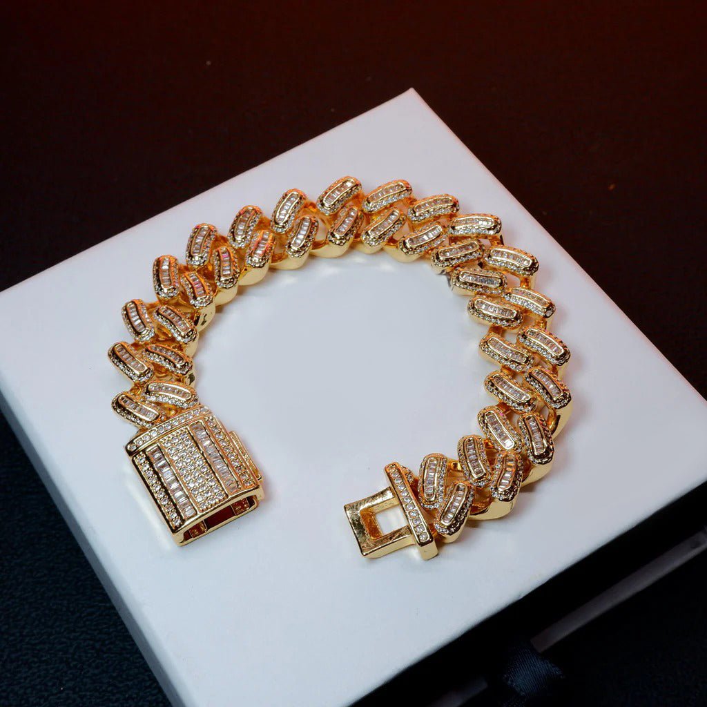 15MM 18K Gold-Plated Baguette Iced Bracelet