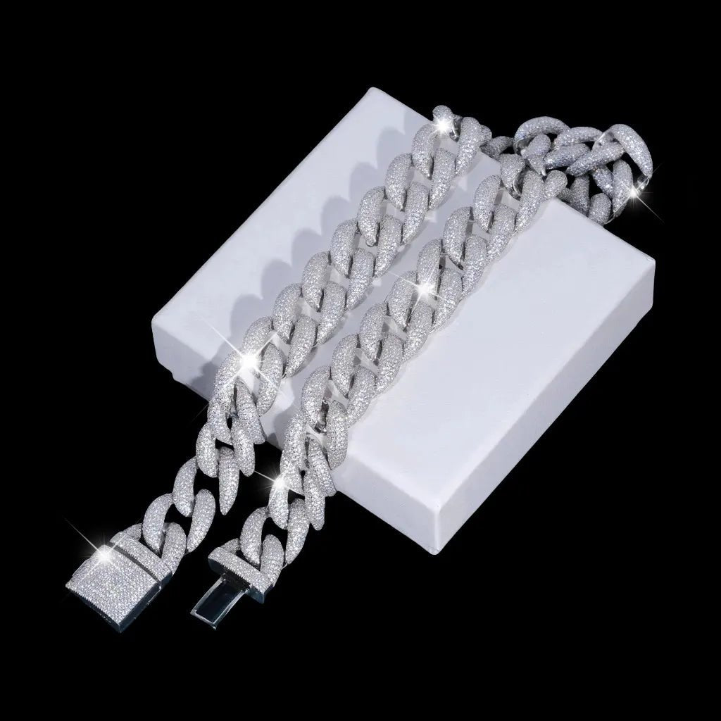 5-Row Iced Cuban Chain - 18mm - TONGSHOP / Bling Necklace / Chain Type:Cuban