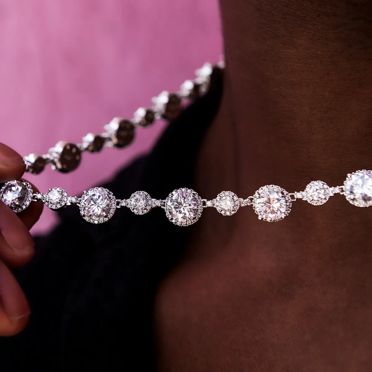 Diamond Halo Tennis Chain - 11mm - TONGSHOP