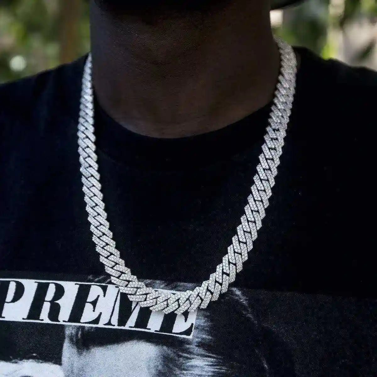 Diamond Prong Link Chain in White Gold - 12mm - TONGSHOP / 6mm Diamond Necklace / ab - price - original