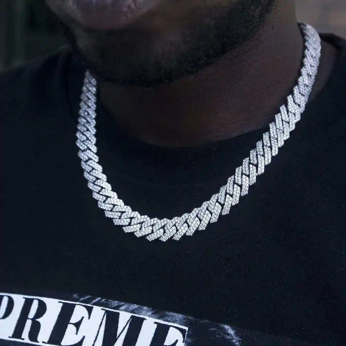 Diamond Prong Link Chain in White Gold - 12mm - TONGSHOP / 6mm Diamond Necklace / ab - price - original