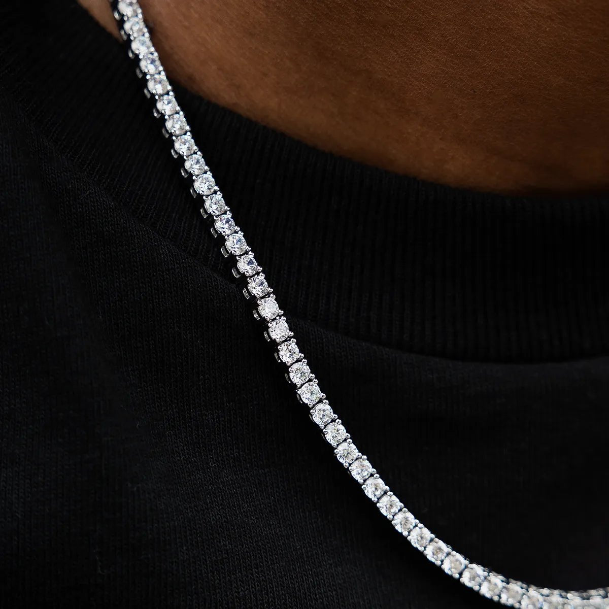 Diamond Tennis Necklace in White Gold - 3mm - TONGSHOP / ab - price - original / Ayrel - Fav - LP