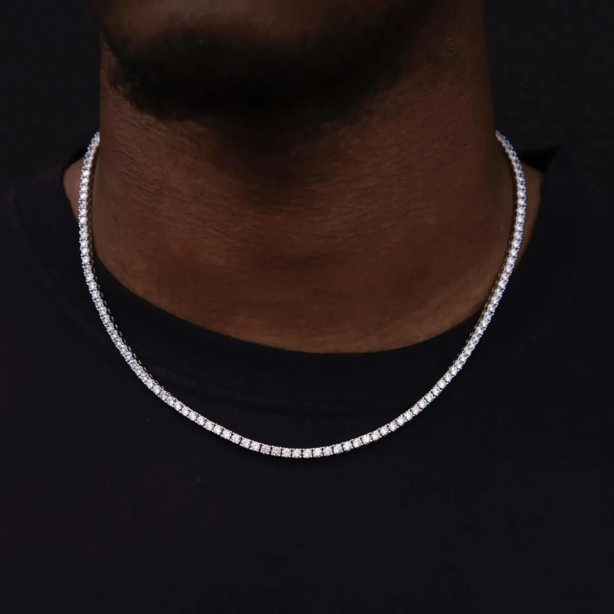 Diamond Tennis Necklace in White Gold - 3mm - TONGSHOP / ab - price - original / Ayrel - Fav - LP