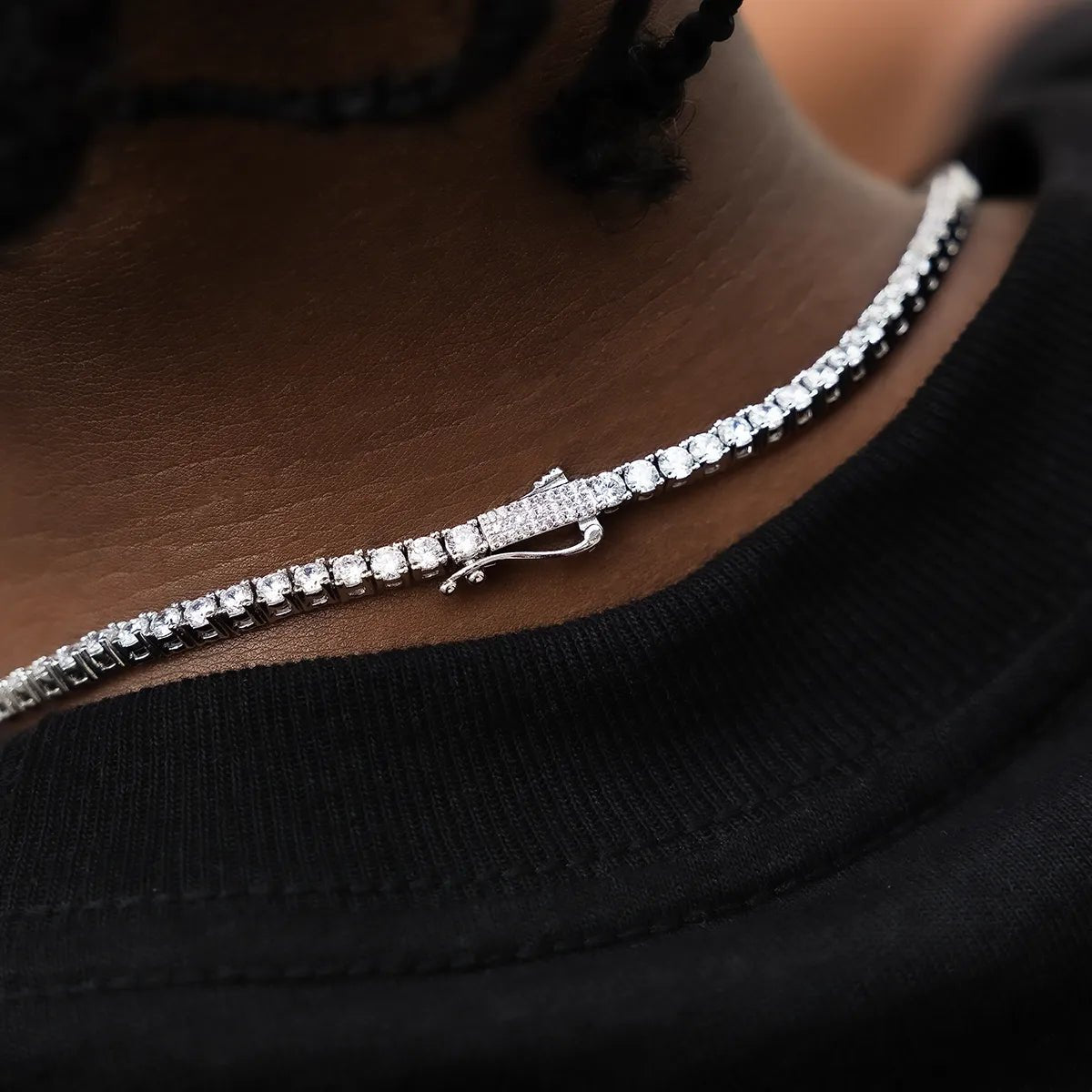 Diamond Tennis Necklace in White Gold - 3mm - TONGSHOP / ab - price - original / Ayrel - Fav - LP