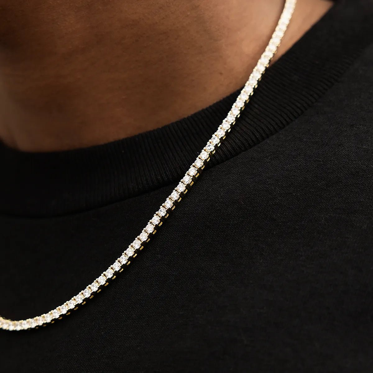 Diamond Tennis Necklace in Yellow Gold - 3mm - TONGSHOP / ab - price - original / best sellers