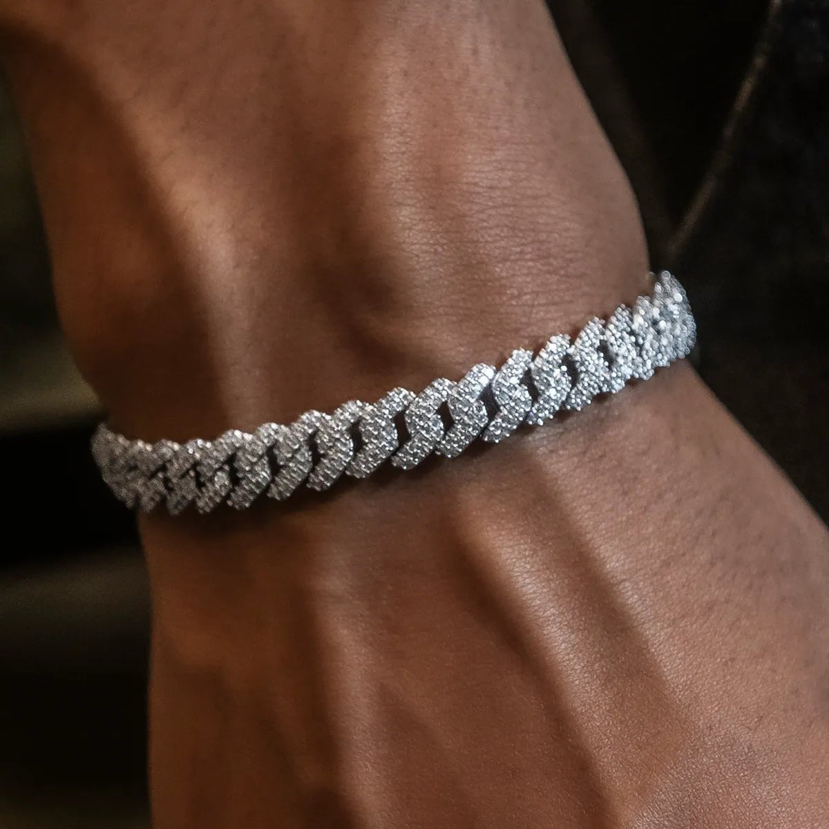 Diamond Prong Cuban Bracelet in White Gold - 8.5mm - TONGSHOP / bogo - data - info - test / bogo - eligible - product