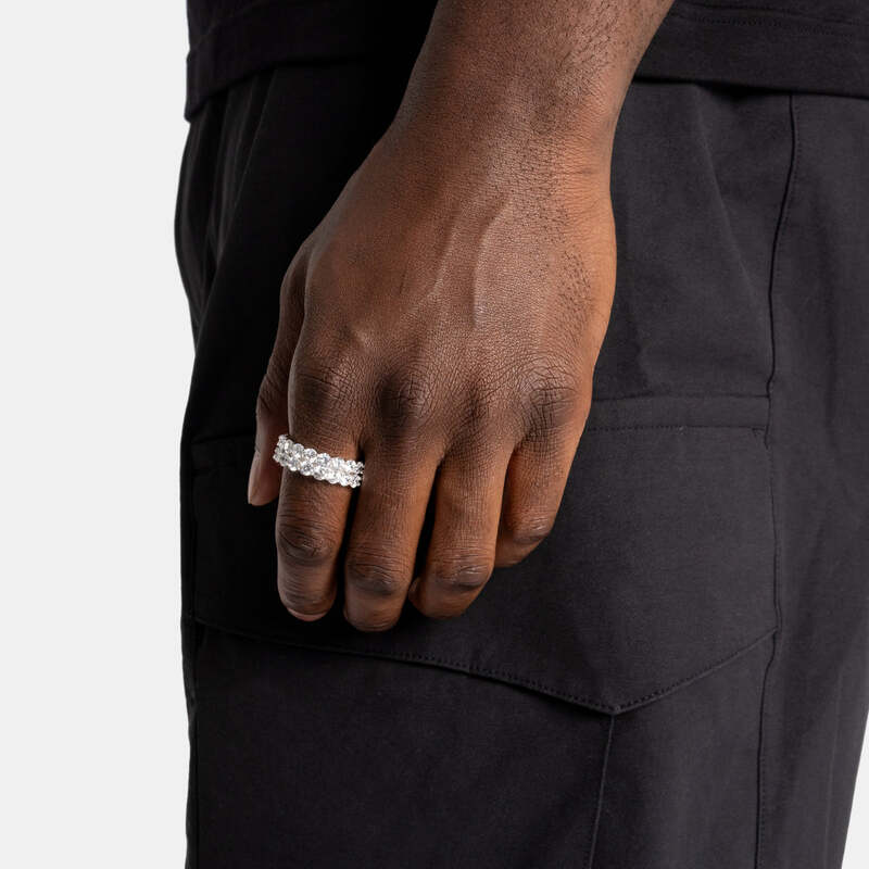 S925 Double Tennis Ring In White Gold - 7mm - TONGSHOP / s925 / Size:10