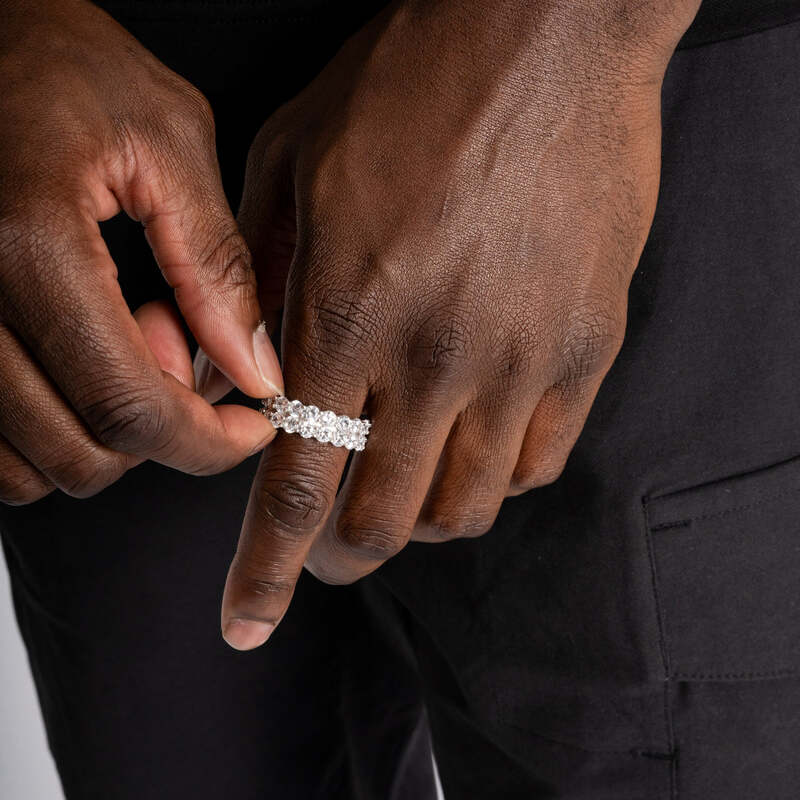 S925 Double Tennis Ring In White Gold - 7mm - TONGSHOP / s925 / Size:10