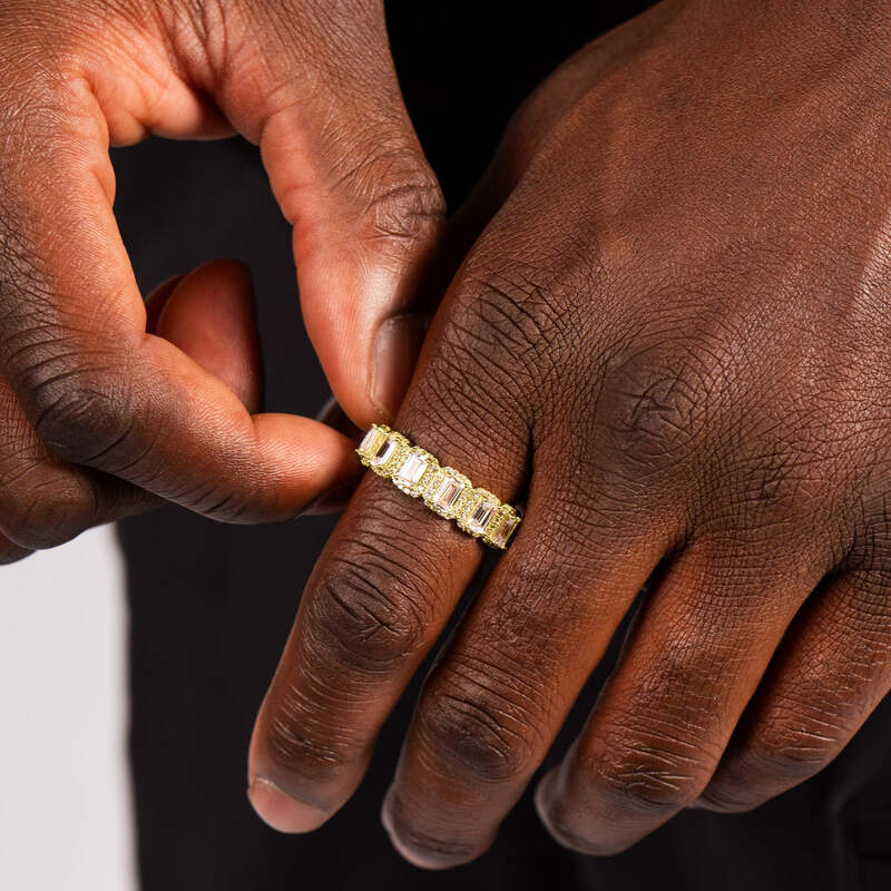 S925 Emerald Band Ring In 18k Gold - 6mm - TONGSHOP / s925 / Size:10