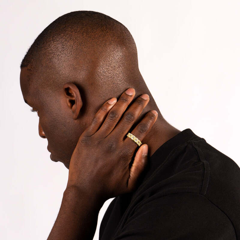 S925 Emerald Band Ring In 18k Gold - 6mm - TONGSHOP / s925 / Size:10