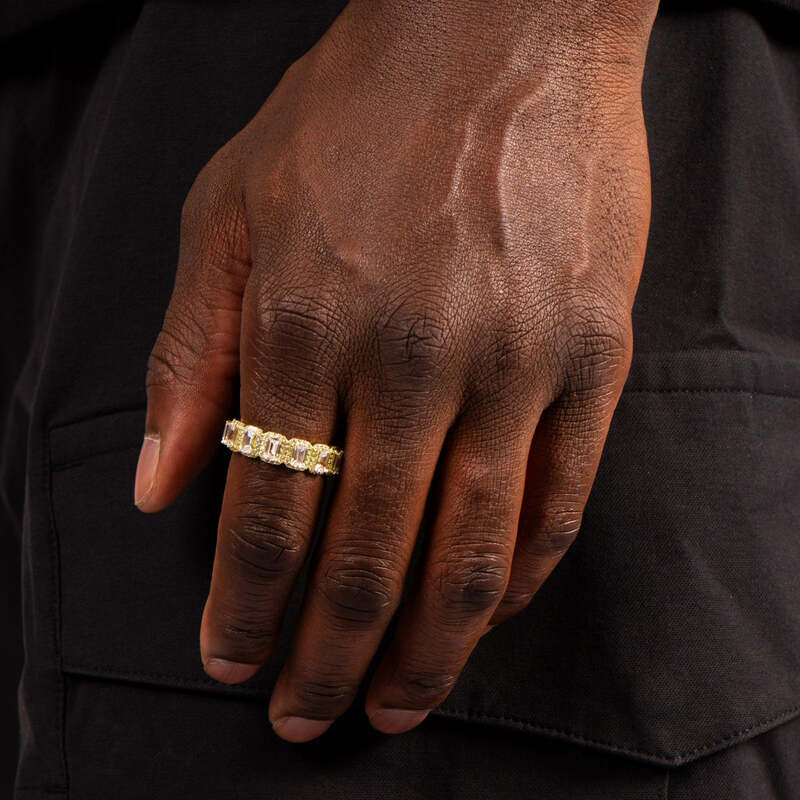 S925 Emerald Band Ring In 18k Gold - 6mm - TONGSHOP / s925 / Size:10