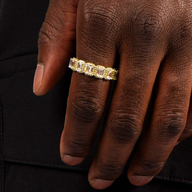 S925 Emerald Band Ring In 18k Gold - 6mm - TONGSHOP / s925 / Size:10