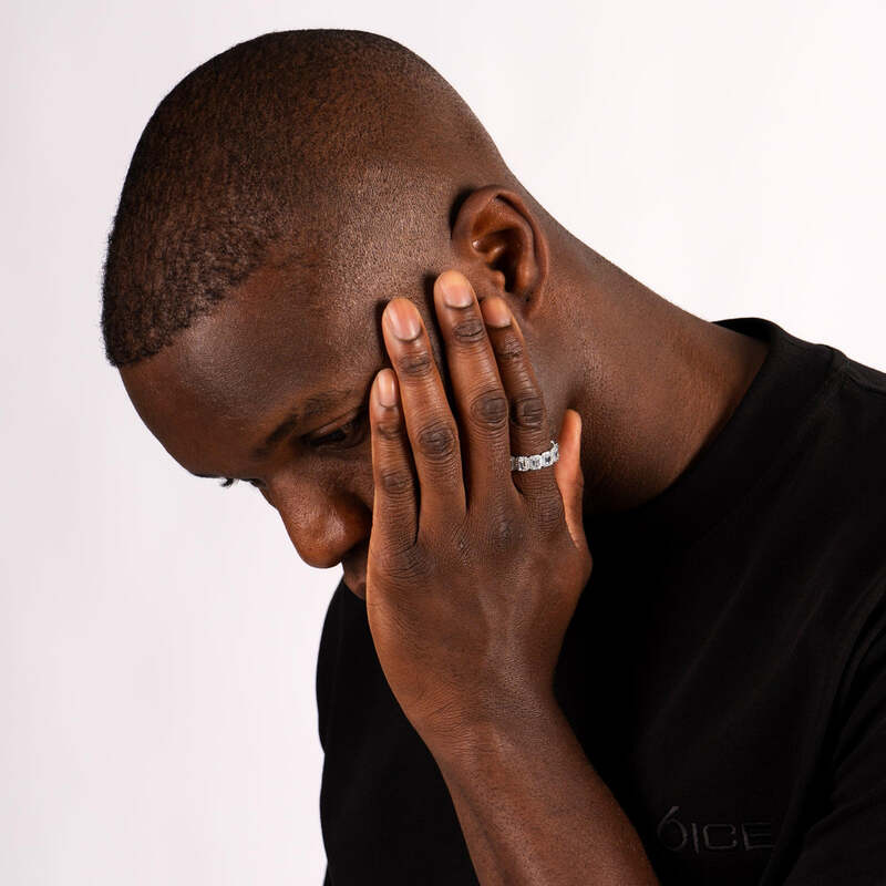 S925 Emerald Band Ring In White Gold - 6mm - TONGSHOP / s925 / Size:10