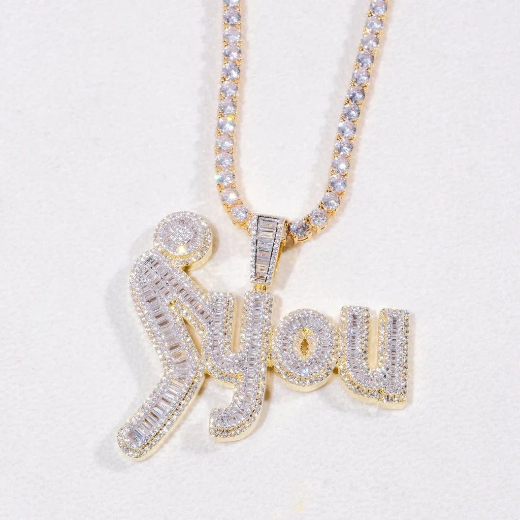 Fxxk You Baguette Two - Layer Iced Necklace - TONGSHOP / Length:16 / Length:18